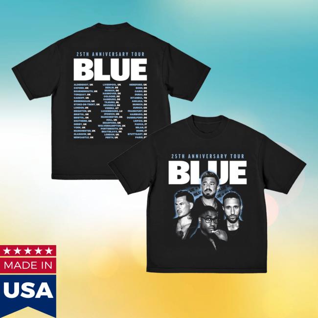 Blue Store Merch 25Th Anniversary Tour Photo Faded Black Shirt 3 Blue Store Merch 25Th Anniversary Tour Photo Faded Black Shirt