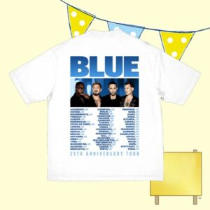 Blue Store Merch 25Th Anniversary Tour White Shirt