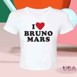 Bruno Mars Merch Shop Store I Heart Bruno Mars White Tee
