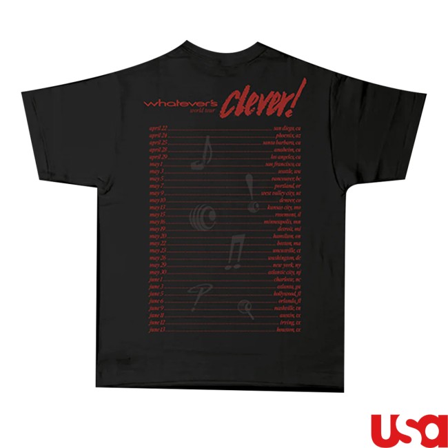 Charlie Puth Store Merch Whatever's Clever 2026 Black Tour Shirt
