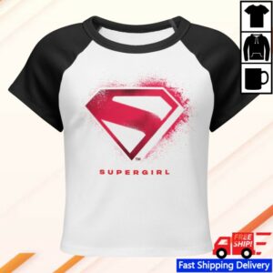 Dc Shop Merch Supergirl 2026 Movie Women's Micro Rib Raglan Baby Tee S-Shield