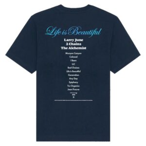 Larry June Merch Store Life Is Beautiful Album T-Shirt Navy