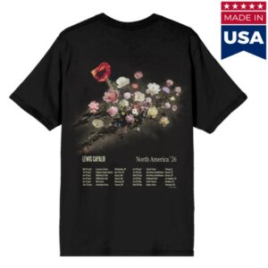 Lewis Capaldi Store Merch North America '26 Black Floral Shirt