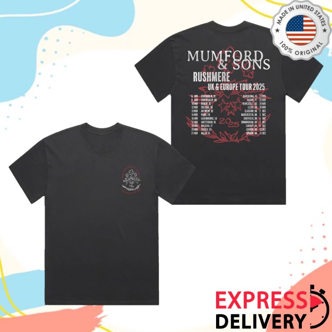 Mumford And Sons Merch Store Black Uk & Eu Tour 2025 Stamp Print T-Shirt 5 Mumford And Sons Merch Store Black Uk & Eu Tour 2025 Stamp Print T-Shirt