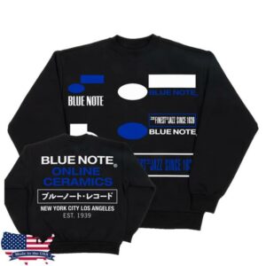Online Ceramics Merch Shop Blue Note Logos Black Crewneck