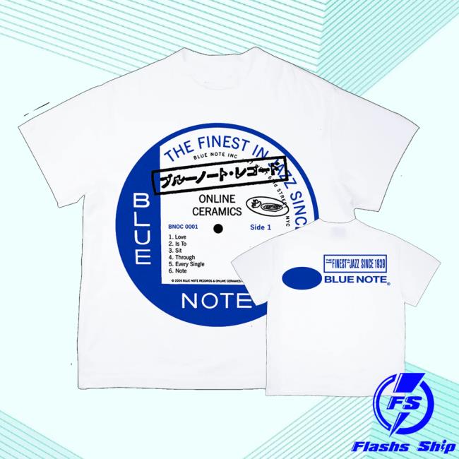 Online Ceramics Store Merch Blue Note Center Label White Shirt 5 Online Ceramics Store Merch Blue Note Center Label White Shirt