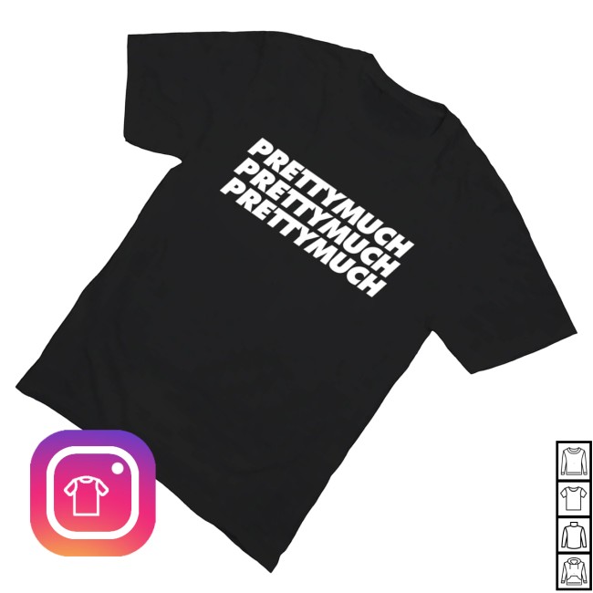 Prettymuch Store Merch Stacked Logo Black Tee