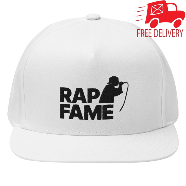 Rap Fame Merch Store Rap Fame Classic Flat Bill Cap White&Black 3 Rap Fame Merch Store Rap Fame Classic Flat Bill Cap White&Black