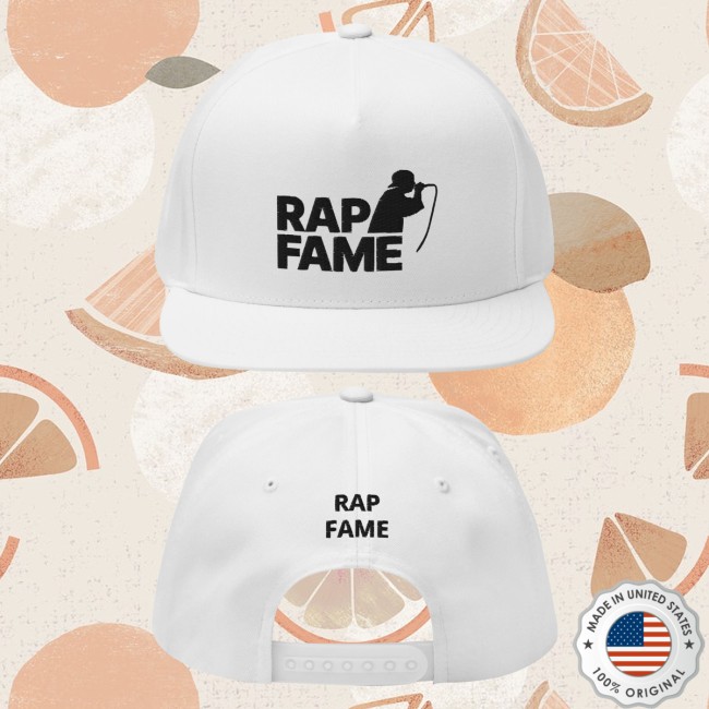 Rap Fame Merch Store Rap Fame Classic Flat Bill Cap White&Black 5 Rap Fame Merch Store Rap Fame Classic Flat Bill Cap White&Black