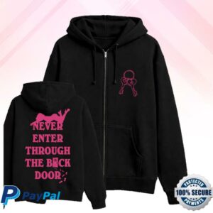 Sabrina Carpenter Merch Shop Store Never Enter Through The Back Door Zip Hoodie