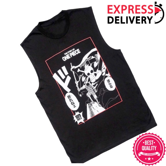Shonen Jump Store Merch One Piece Luffy Story Sleevless Shirt Black