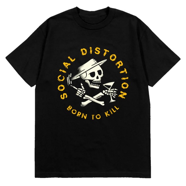 Social Distortion Store Merch Born To Kill Crossed Skelly Emblem T-Shirt