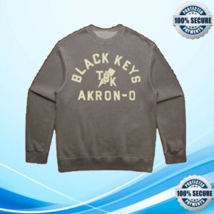 The Black Keys Store Merch Lighting Blockletter Flock Print Washed Crewneck