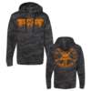 Testament Merch Store Orange Logo Pullover Hoodie (Black Camo)
