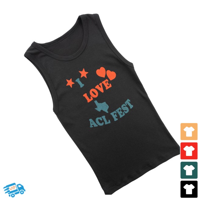 Austin City Limits Music Festival Store Merch Women's I Love Acl Fest Baby Rib Tank