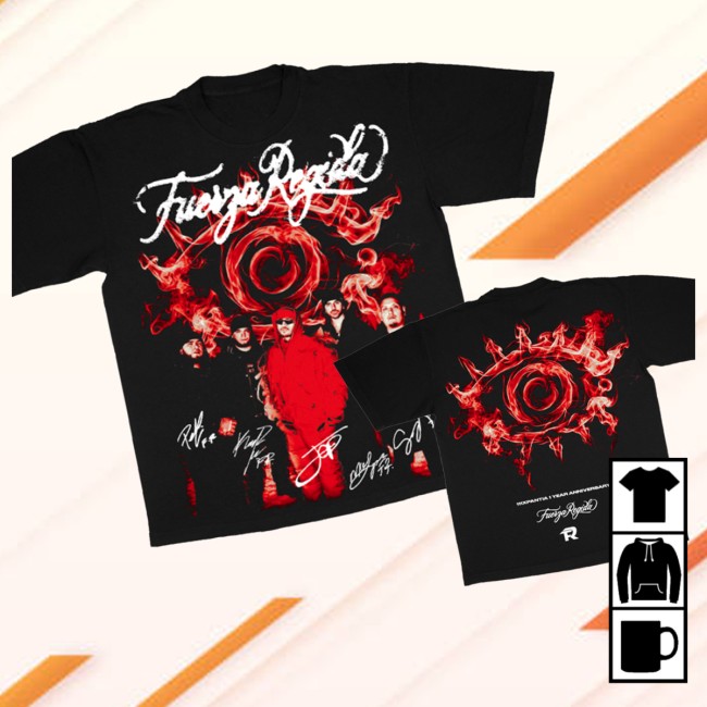 Fuerza Regida Store Merch Anniversary Black Shirt