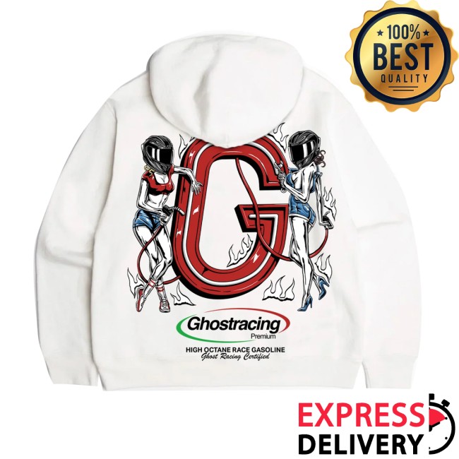 Ghost Racing Store Merch Pump Ghost Hoodie White