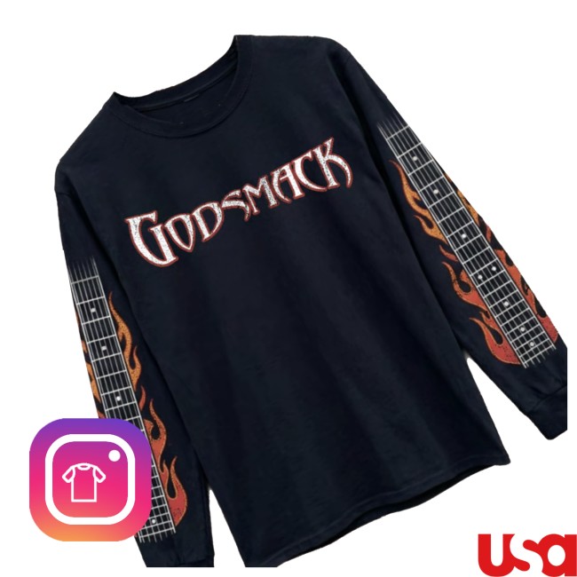 Godsmack Store Merch Flame Guitar Long Sleeve Tee