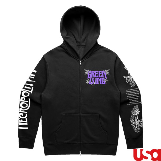 Green Lung Merch Store Necropolitan Zip Hoodie Black