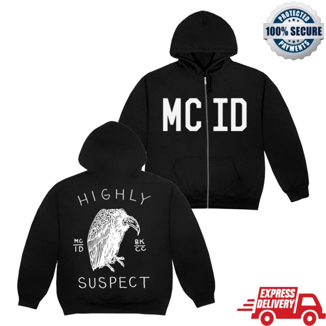 Highly Suspect Store Merch Mcid Vulture Black Zip Up Hoodie