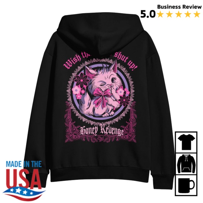 Honey Revenge Store Merch Kitty Black Pullover Hoodie