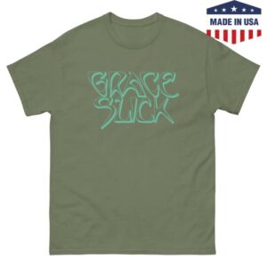 Jefferson Airplane Merch Store Grace Slick Logo Tee Military Green