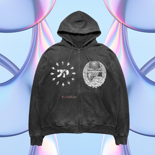 Jpegmafia Store Merch Jp Crest Zip Hoodie Vintage Black