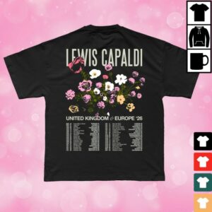 Lewis Capaldi Store Merch Floral Dateback Tour Tee