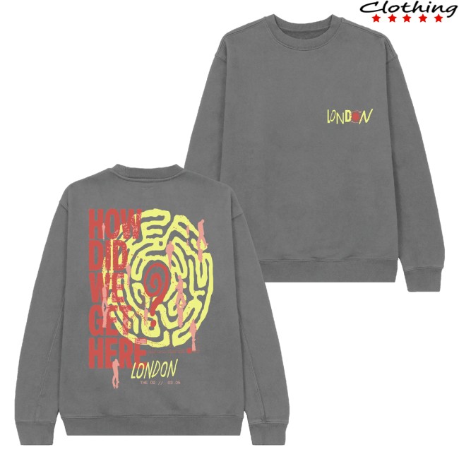 Louis Tomlinson Merch Store How Did We Get Here Uk Eu Tour London Exclusive Charcoal Crewneck