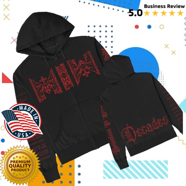 Motionless In White Store Merch Decades Zip Up Hoodie (Black)