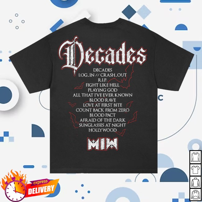 Motionless In White Store Merch Tracklist Tour Dates Shirt (Black)