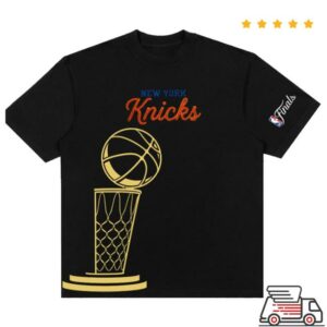 New York Knicks Merch Shop Knicks 2026 Finals Chainstitch Trophy Heavyweight Tee