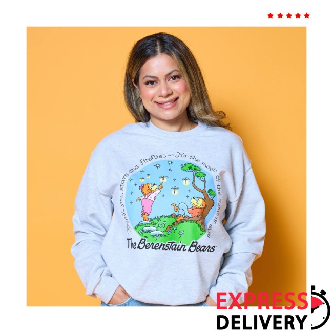 Retrokid Store Merch Berenstain Bears Summer Skies Crewneck Heather Grey