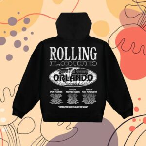 Rolling Loud Store Merch B&W Orlando Tour 26 Black Lineup Hoodie