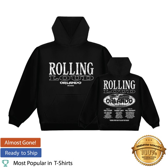 Rolling Loud Store Merch B&W Orlando Tour 26 Black Lineup Hoodie