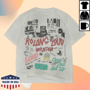 Rolling Loud Store Merch World Tour Collage Distressed White Tee