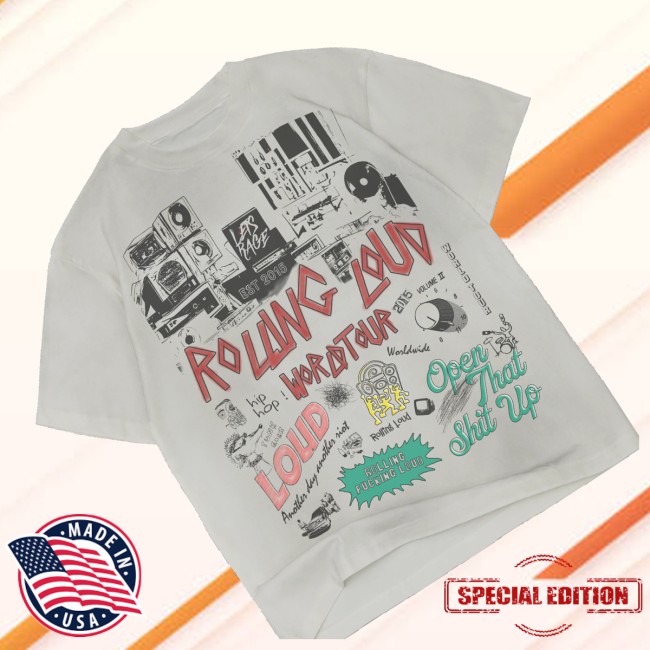 Rolling Loud Store Merch World Tour Collage Distressed White Tee