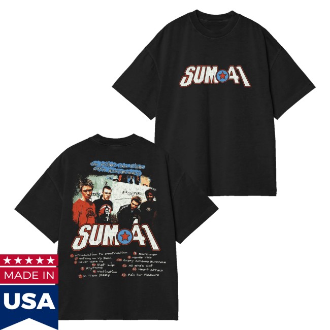 Sum 41 Merch Store Aknf 25Th Anniversary Tracklist Tee