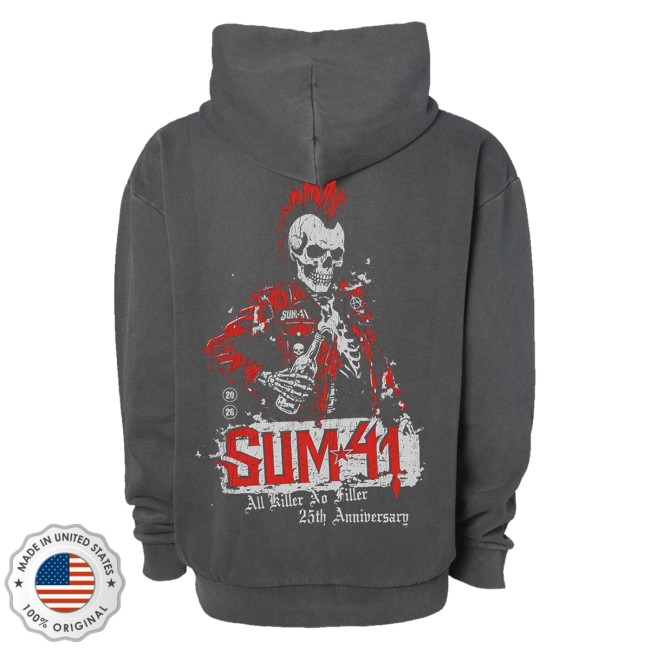Sum 41 Merch Store Aknf 25Th Anniversary Zip Up Hoodie