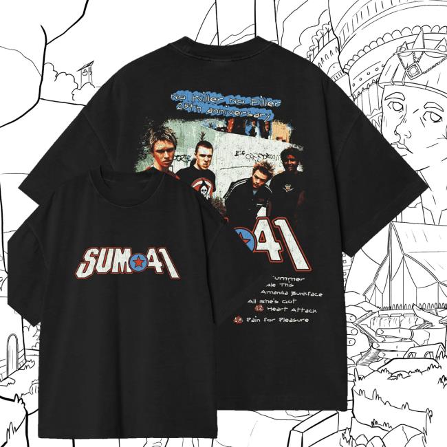 Sum41 Merch Shop Aknf 25Th Anniversary Tracklist Tee Shirt