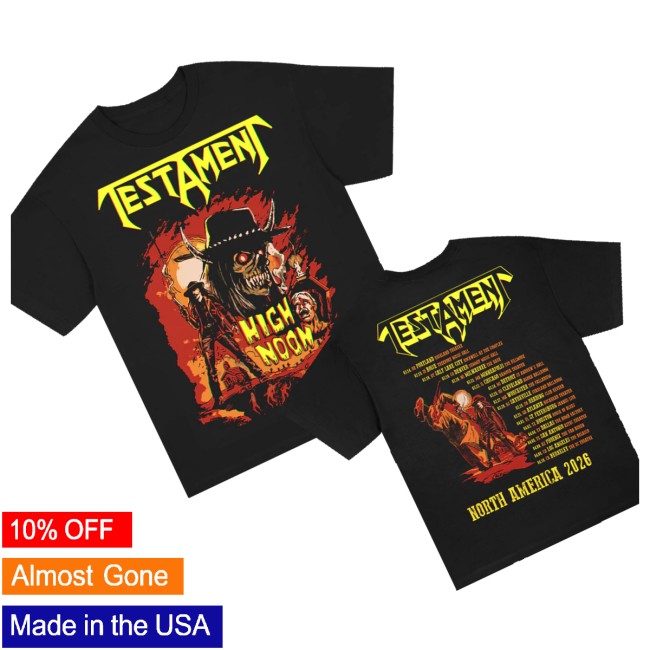 Testament Merch Store High Noon Spring 2026 Tour Shirt (Black) 3 Testament Merch Store High Noon Spring 2026 Tour Shirt (Black)