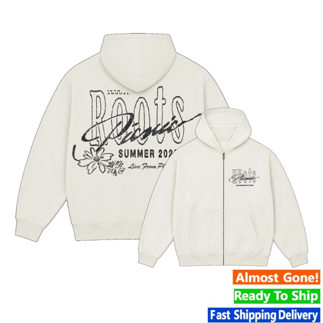The Roots Picnic Store Merch Roots Picnic 18Th Annual Ecru Zip Hoodie 5 The Roots Picnic Store Merch Roots Picnic 18Th Annual Ecru Zip Hoodie