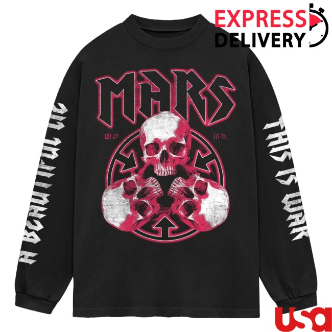 Thirty Seconds To Mars Store Merch European Tour 2027 Red Skulls Long Sleeve Tee 3 Thirty Seconds To Mars Store Merch European Tour 2027 Red Skulls Long Sleeve Tee