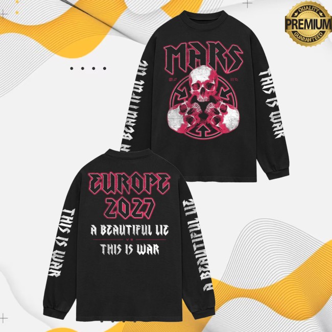 Thirty Seconds To Mars Store Merch European Tour 2027 Red Skulls Long Sleeve Tee 5 Thirty Seconds To Mars Store Merch European Tour 2027 Red Skulls Long Sleeve Tee
