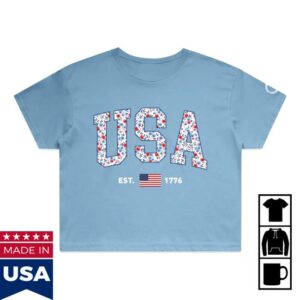Tpusa Merch Shop Store Floral Usa Crop Tee