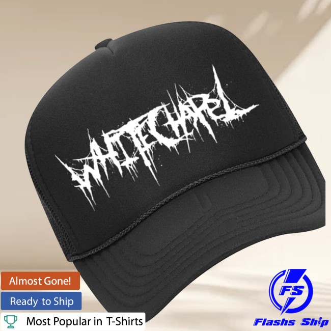 Whitechapel Store Merch Classic Logo Black Trucker Hat