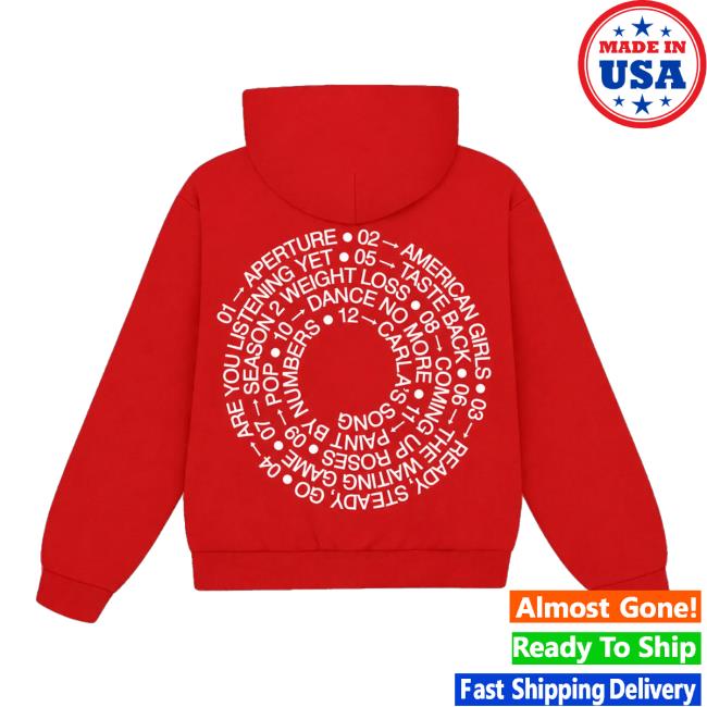 Harry Styles Merch Shop Store Tracklist Hoodie Red 4 Harry Styles Merch Shop Store Tracklist Hoodie Red