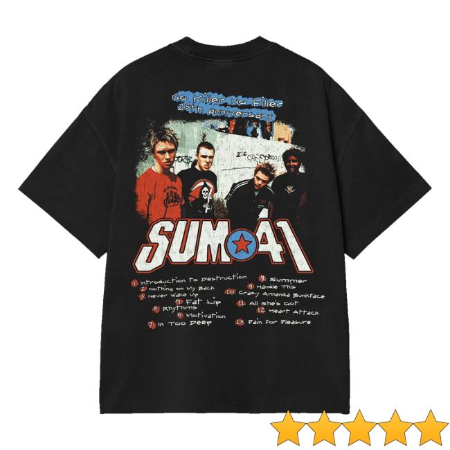 Sum41 Merch Shop Aknf 25Th Anniversary Tracklist Tee Shirt