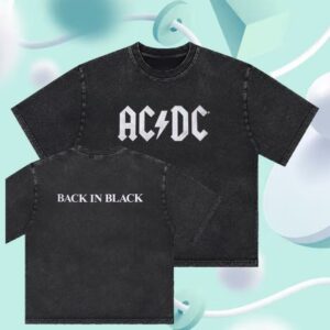 Acdc Merch Shop Store Back In Black Anniversary Reflective Ink T-Shirt
