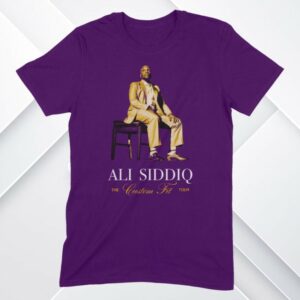 Ali Siddiq Merch Store Sitting Chair Purple Gold Tee